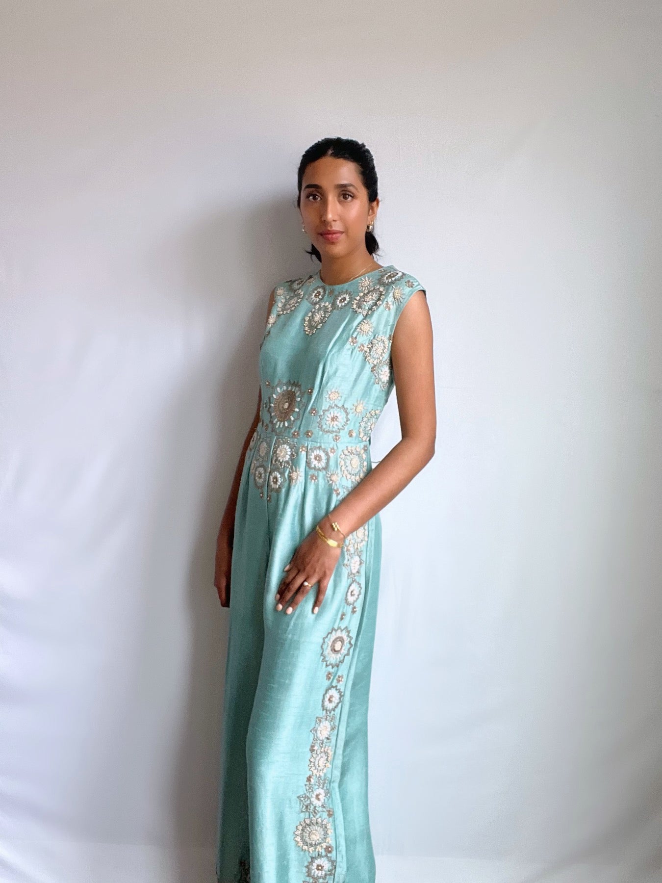 Baby Blue Embellished Jumpsuit