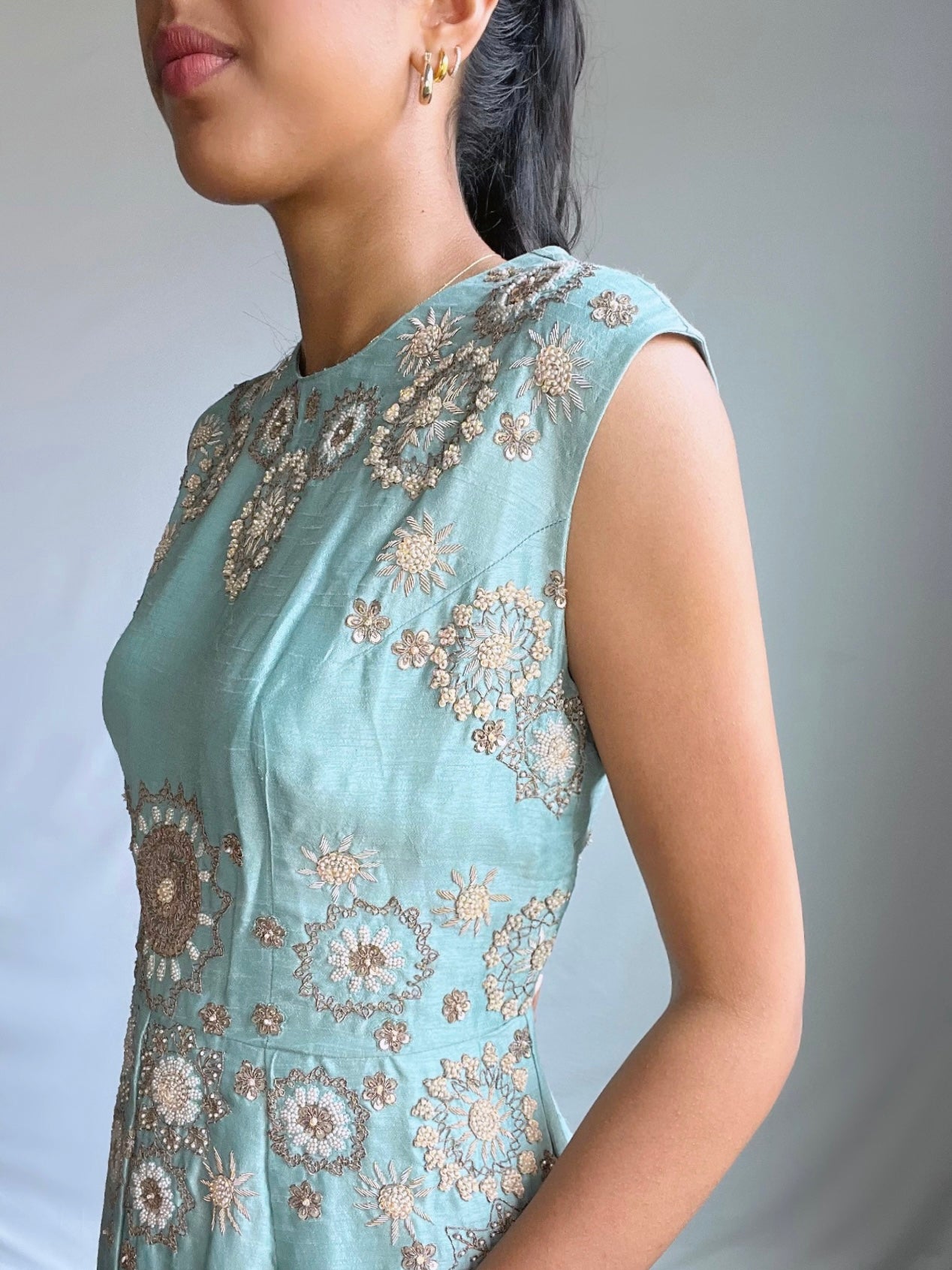 Baby Blue Embellished Jumpsuit