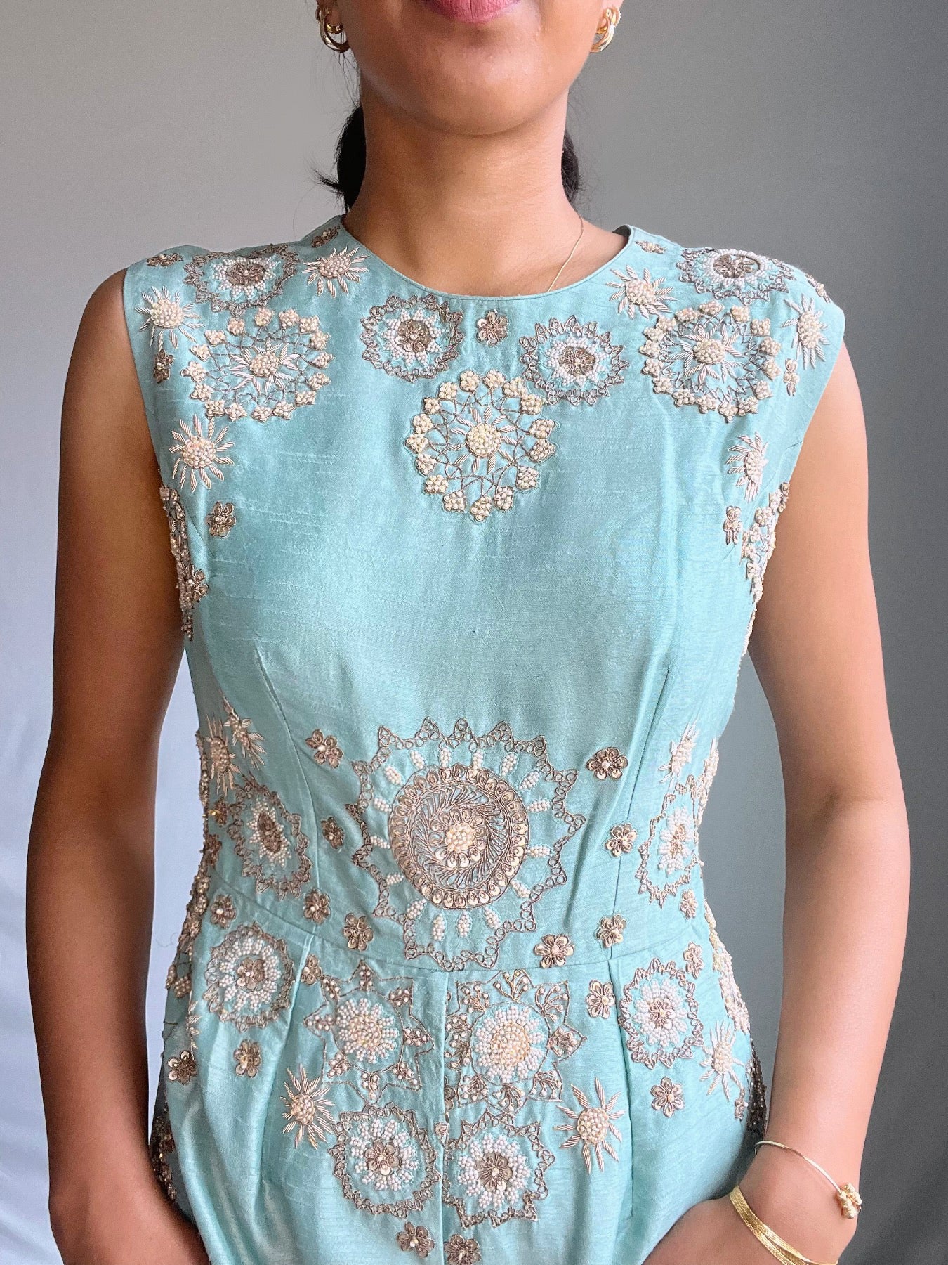 Baby Blue Embellished Jumpsuit