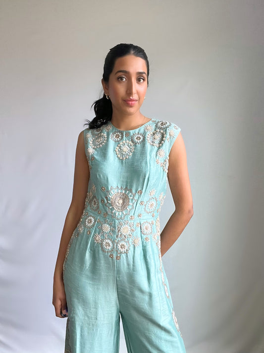 Baby Blue Embellished Jumpsuit