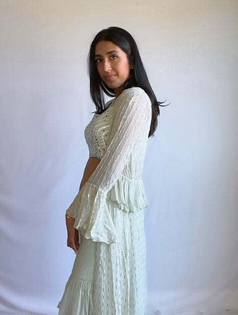 Mint Mirrorwork Pant Set