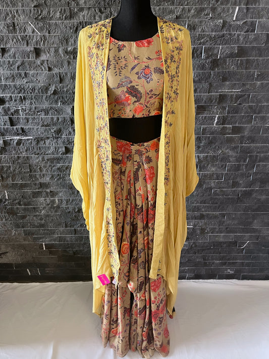 Mustard Printed Dhothi Set