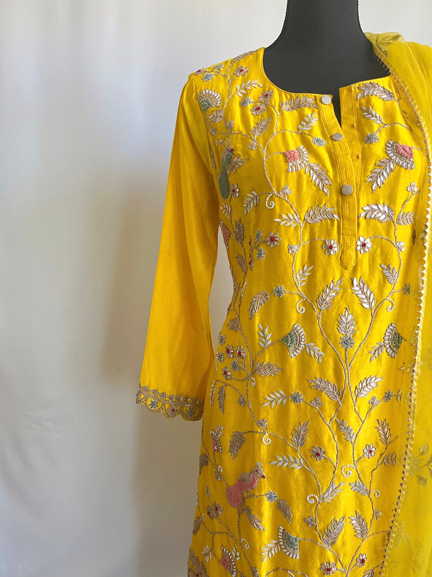 Yellow Bird Embroidery Garara