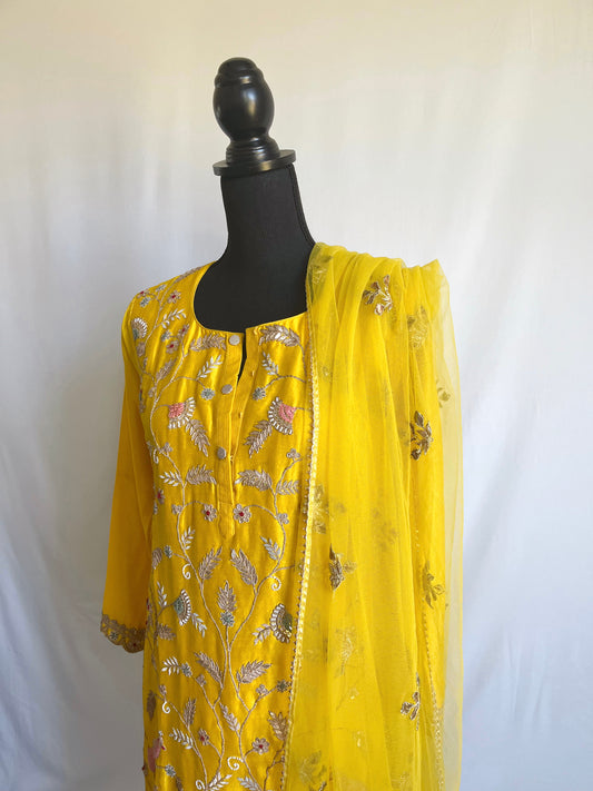 Yellow Bird Embroidery Garara