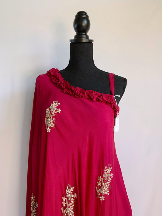 One Shoulder Ruffle Suit