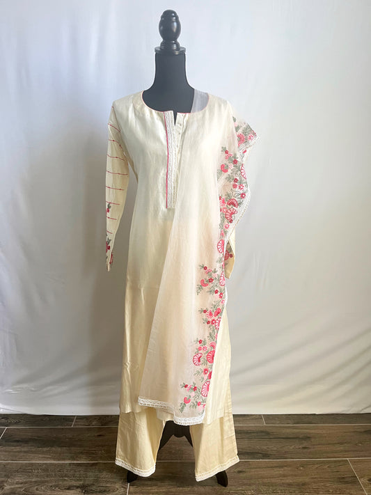 Cream Floral Sharara Set