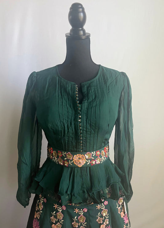 Forest Green Peplum Lehenga