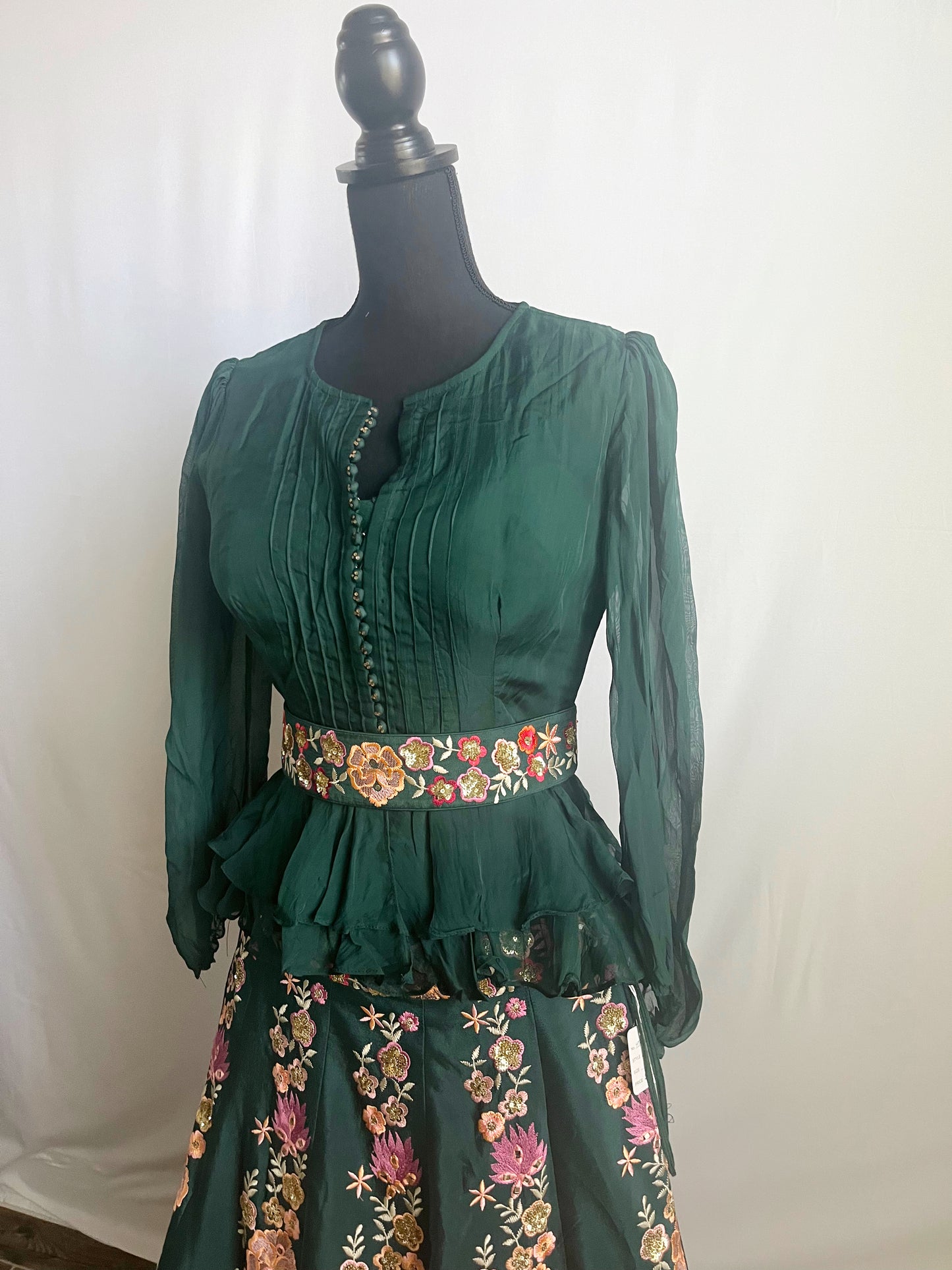 Forest Green Peplum Lehenga
