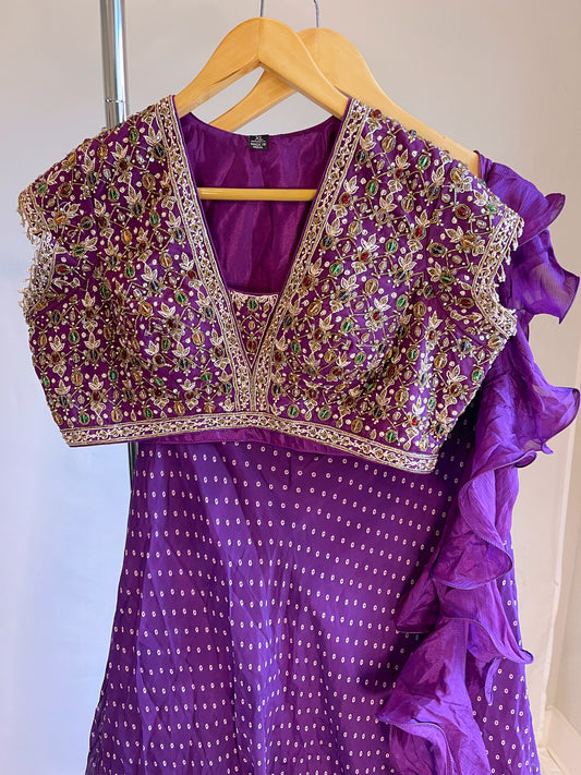 Royal Purple Bandhani Lehenga