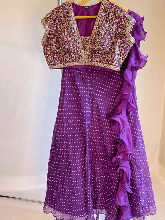 Royal Purple Bandhani Lehenga