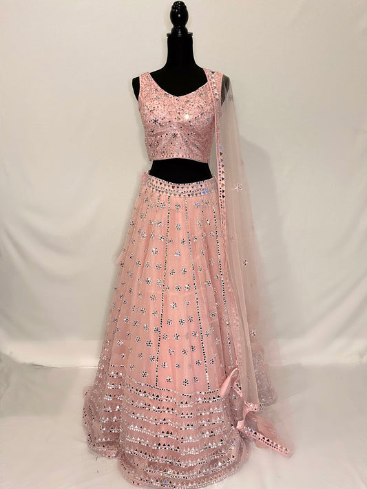 Baby Pink Mirrorwork Lehenga