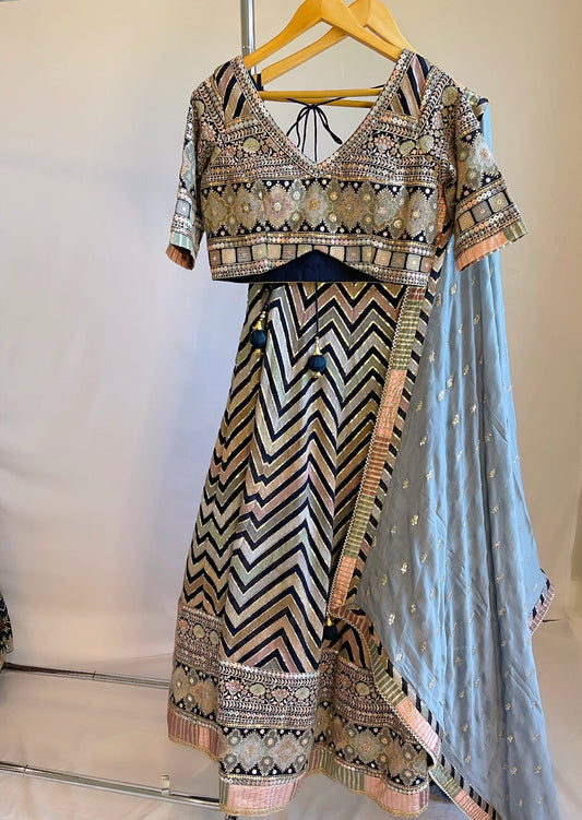 Pastel Rainbow Chevron Lehenga