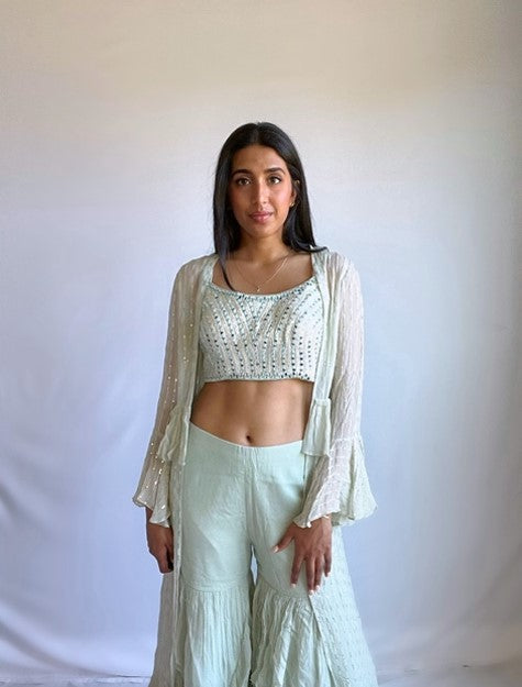 Mint Mirrorwork Pant Set