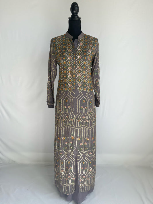 Gray Embroidered Sharara