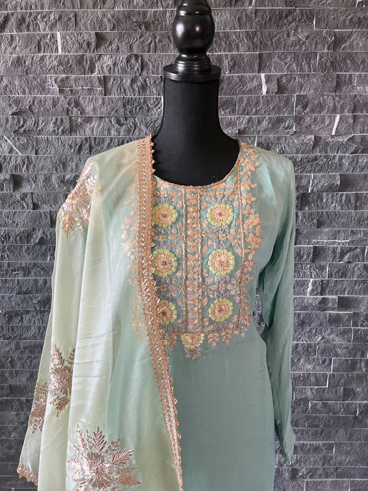 Blue  Floral  Sharara