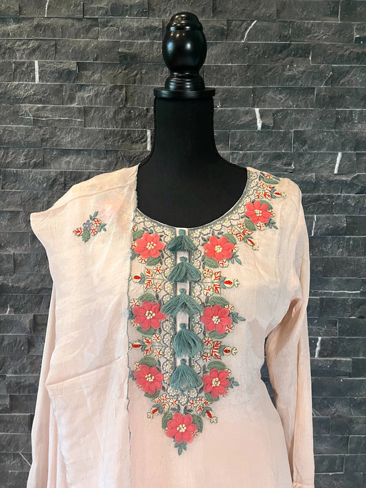 Baby  Pink  Floral  Sharara