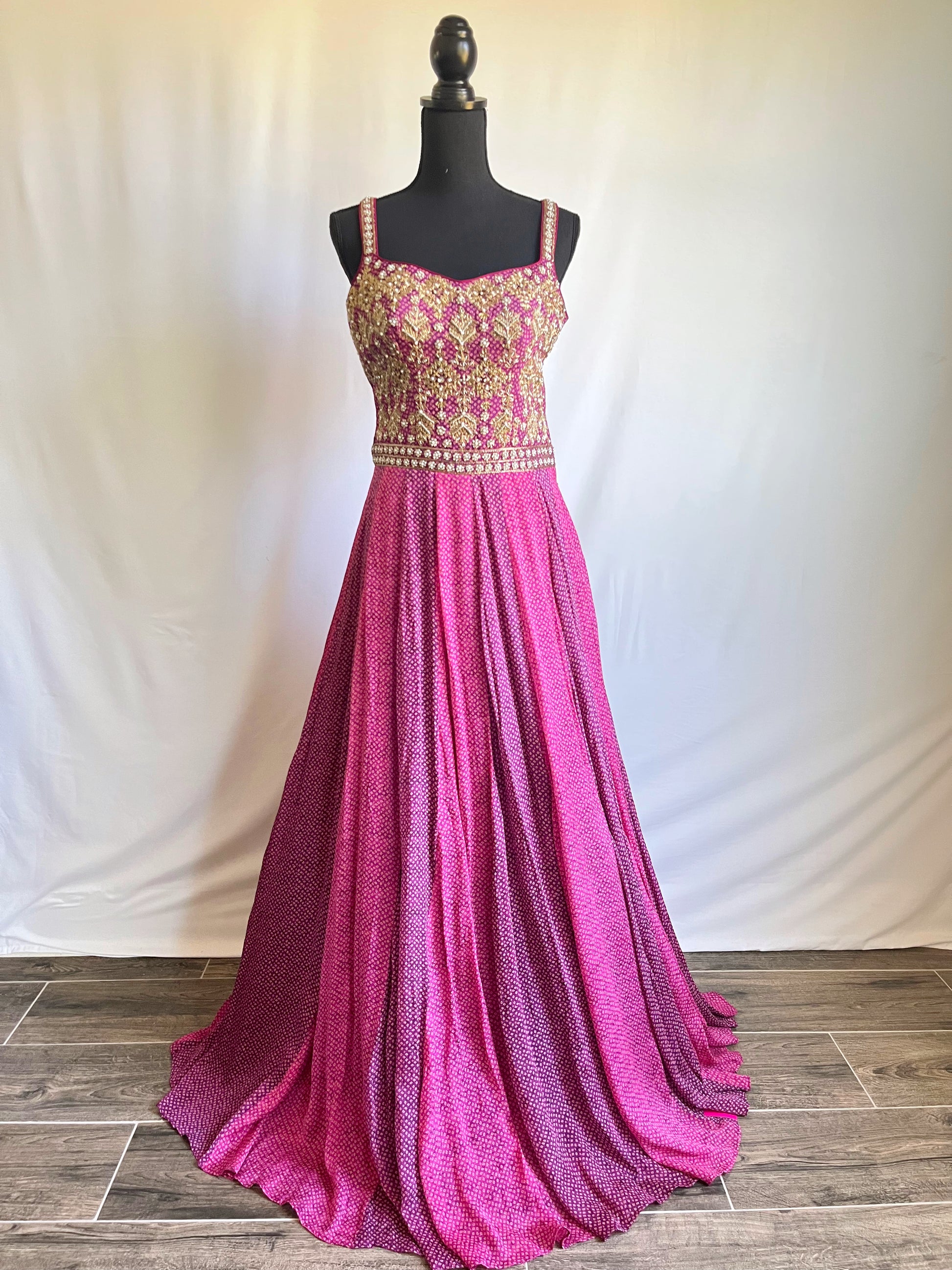 purple bandhani dress Pink and Purple Bandhani Dress