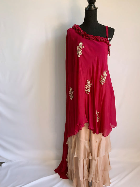 One Shoulder Ruffle Suit