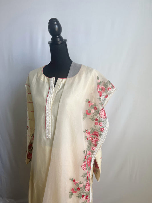 Cream  Floral  Sharara  Set