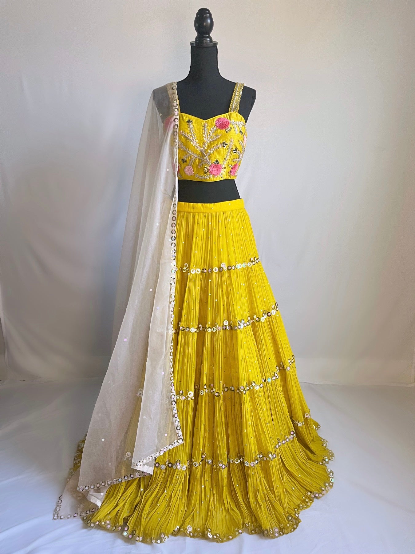 Yellow  Ring  a  Round  the  Rosy  Lehenga