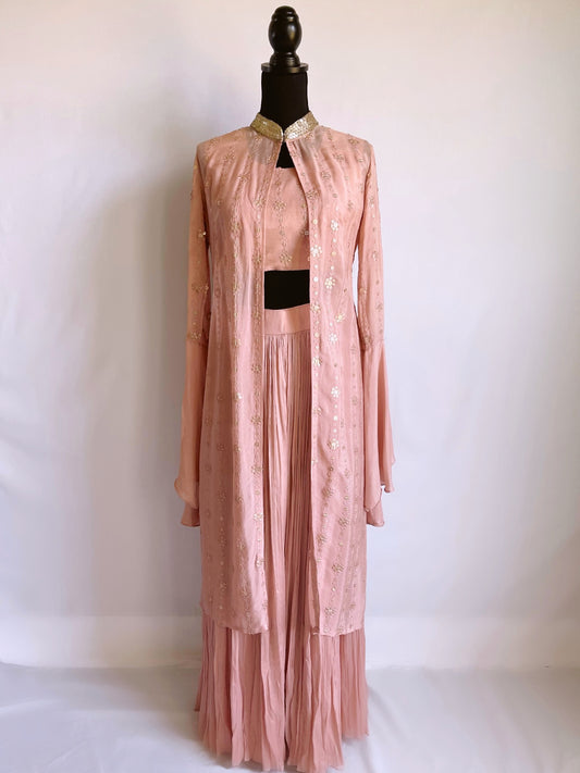 Dusty Pink Pant Cape Set